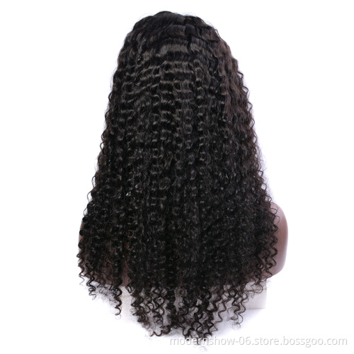 100% Raw Virgin Human Hair Lace Wigs For Black Women Modern Show Hot Selling Unprocessed Curly Wave 360 Lace Wig